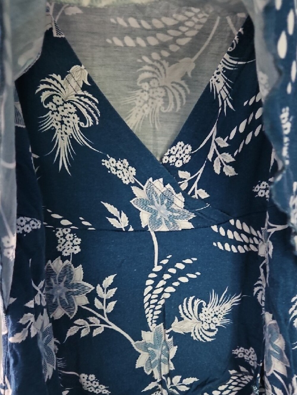 Bearsland Navy Blue Floral Ruffle Tank Top - Picture 4 of 5